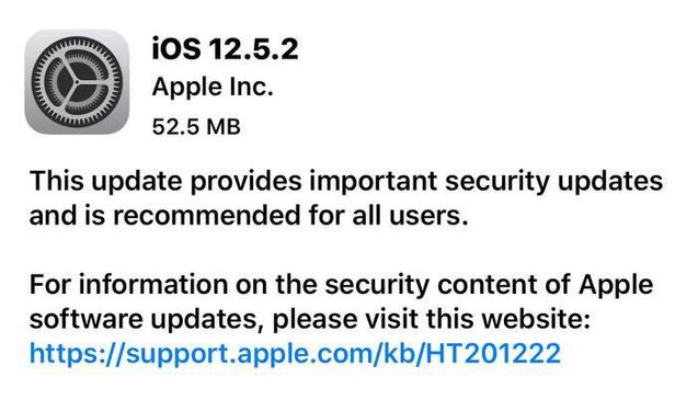 柳南苹果手机维修分享iOS12.5.2发布，建议所有老苹果用户安装 